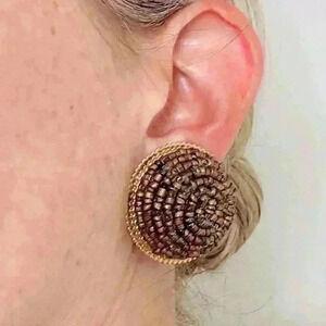 Vintage‎ Spiral Seed Bead Snap Back Earrings